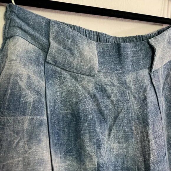 Italian High Waist Wide Leg Tie Dye Cotton Pants IT42 Us4/8 Denim look - Picture 7 of 9